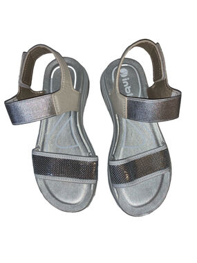Womens Inblu Sandals Size 37 EU Silver Beige velcro
